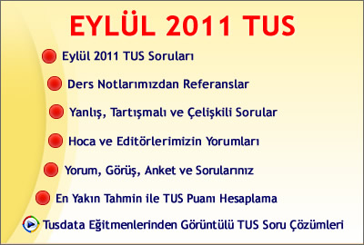 Eylül 2011 TUS Soruları Yayında!
