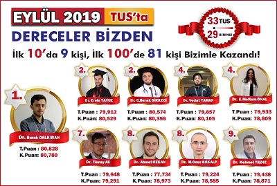 2019 Eylül TUS Derecelerimiz!