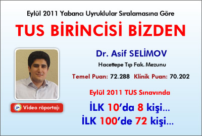 Yabancı Uyruklularda TUS Birincisi Bizden Çıktı.