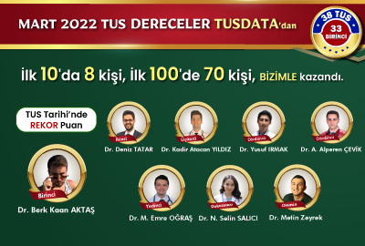 Mart 2022 TUS Dereceler TUSDATA'dan Çıktı!